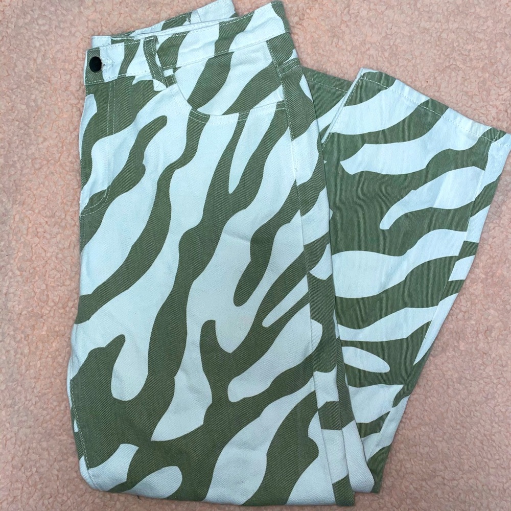 SHEIN zebra green mom jeans